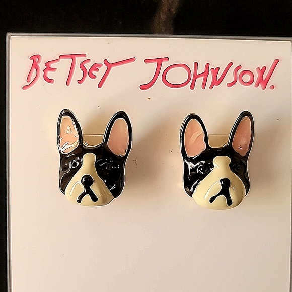 New! BETSEY JOHNSON 3D Sugar Critters Collection French Bulldog Earrings. - Picture 9 of 10